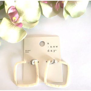 Womens Ivory Acrylic Hoop Earrings Nickle Free